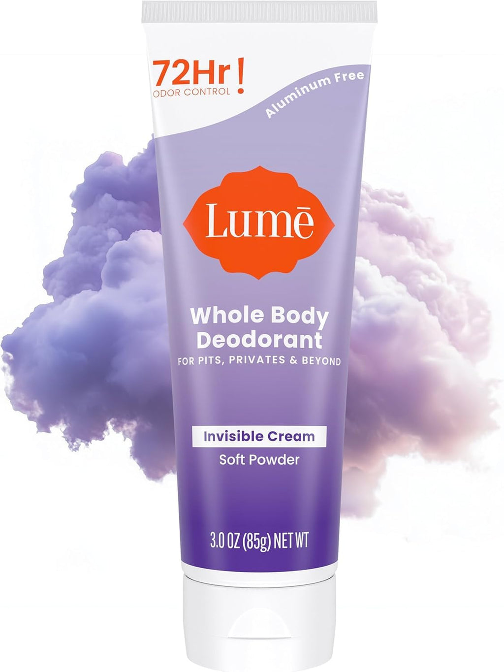 Whole Body Deodorant - Invisible Cream Tube - 72 Hour Odor Control - Aluminum Free. Baking Soda Free. Skin Safe - 3.0 ounce (Soft Powder)