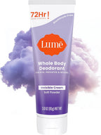 Whole Body Deodorant - Invisible Cream Tube - 72 Hour Odor Control - Aluminum Free. Baking Soda Free. Skin Safe - 3.0 ounce (Soft Powder)