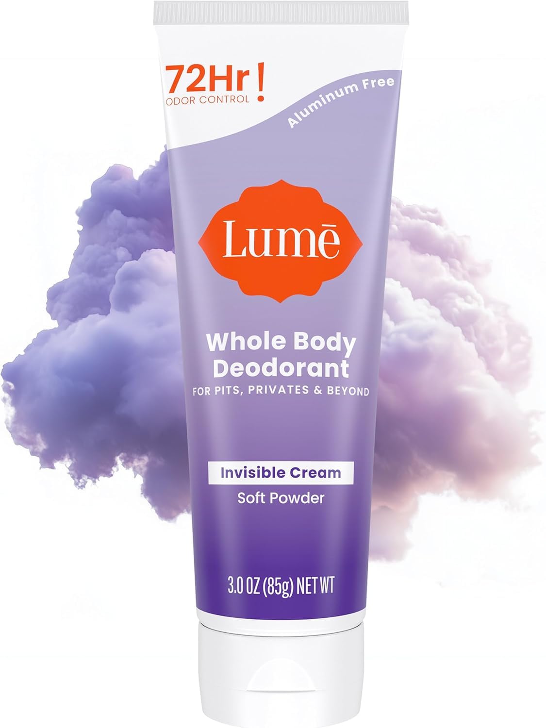 Whole Body Deodorant - Invisible Cream Tube - 72 Hour Odor Control - Aluminum Free. Baking Soda Free. Skin Safe - 3.0 ounce (Soft Powder)