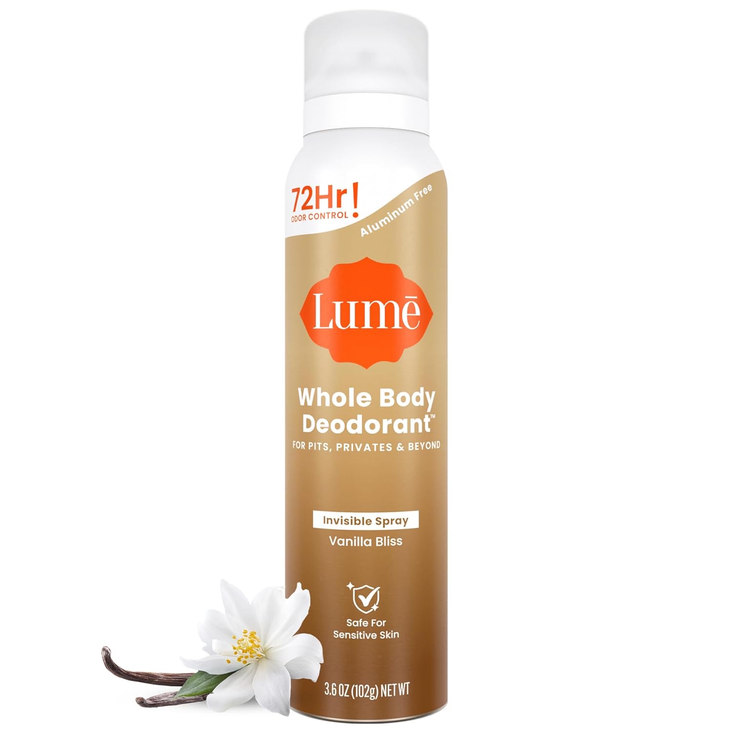 Invisible Spray Deodorant For Women - Whole Body Deodorant Spray - 72 Hr Odor Control - Ozone Friendly. Natural Propellant - Baking Soda & Aluminum Free - Skin Loving. Full Body - Vanilla Bliss