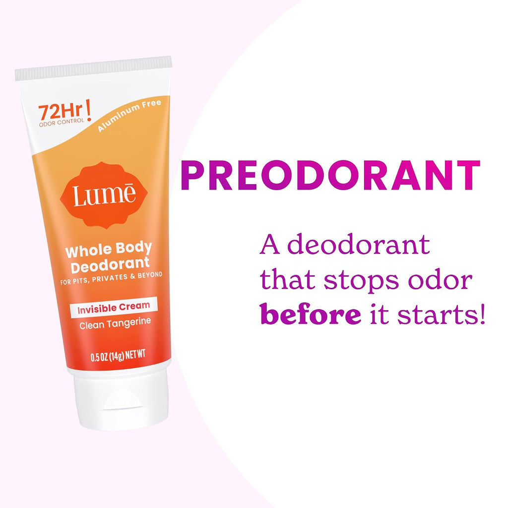 Whole Body Deodorant - Mini Travel Size Invisible Cream Tube - Trial Size - 72 Hour Odor Control - Doctor Developed - Aluminum Free. Baking Soda Free - .5oz (Pack of 2) (Clean Tangerine)