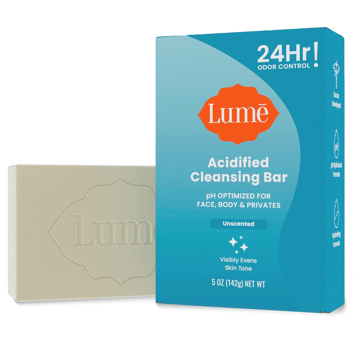 Acidified Body Cleansing Bar - 24 Hour Odor Control - Removes Odor Better than Soap - Moisturizing Formula - Formulated Without SLS orParabens - OB/GYN Developed - 5 ounce (Clean Tangerine)