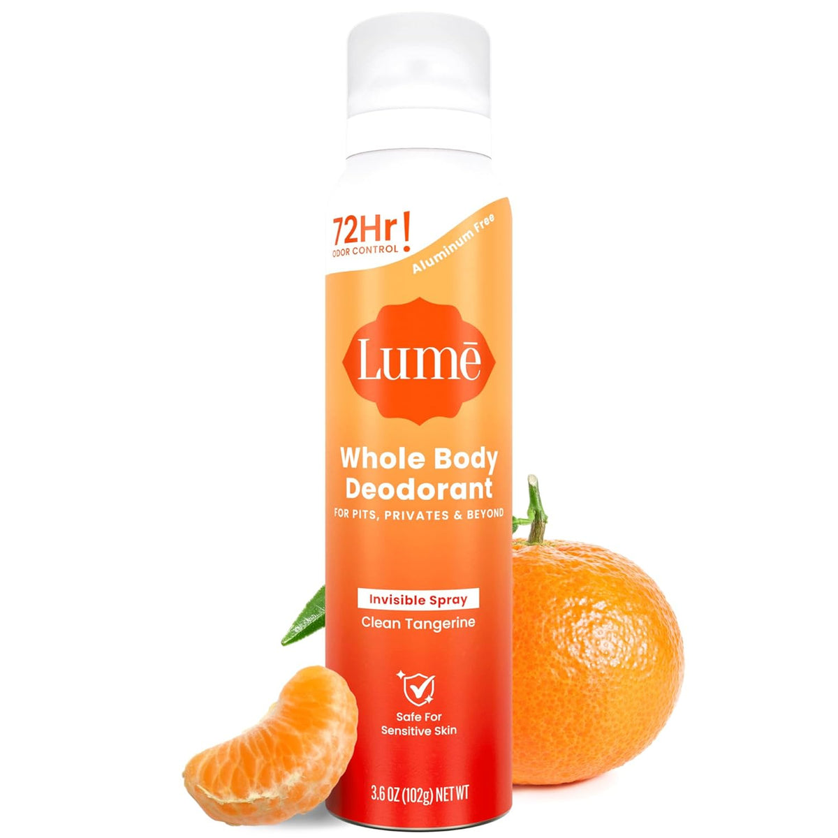 Invisible Spray Deodorant For Women - Whole Body Deodorant Spray - 72 Hr Odor Control - Ozone Friendly. Natural Propellant - Baking Soda & Aluminum Free - Skin Loving. Full Body - Clean Tangerine