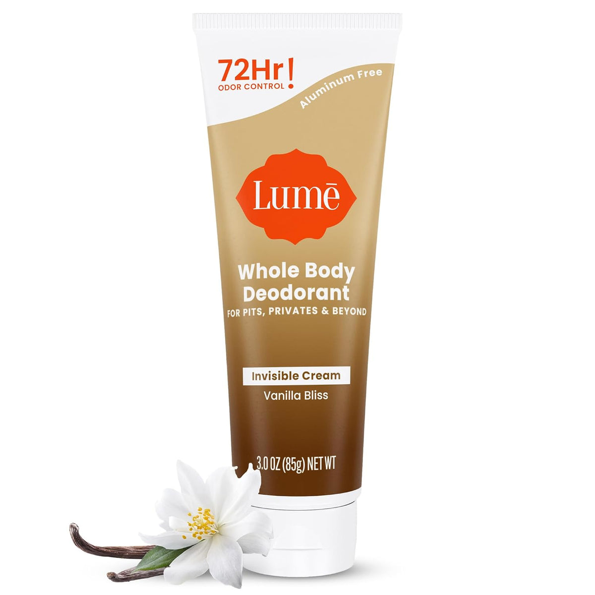 Whole Body Deodorant - Invisible Cream Tube - 72 Hour Odor Control - Doctor Developed - Aluminum Free. Baking Soda Free and Skin Loving - 3.0 Ounce (Vanilla Bliss)