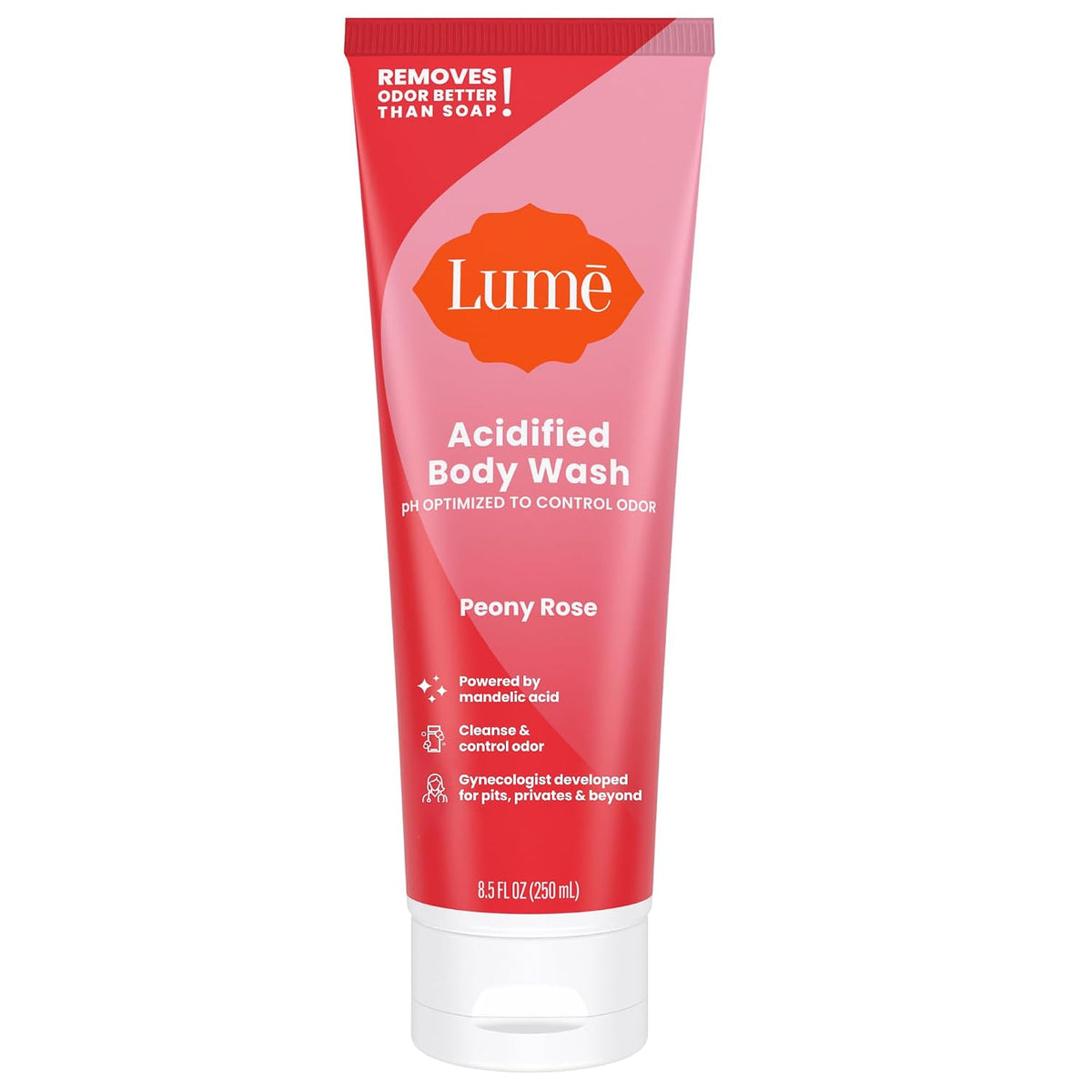 Acidified Body Wash - 24 Hour Odor Control - Removes Odor Better than Soap - Moisturizing Formula - Formulated Without SLS or Parabens - OB/GYN Developed - 8.5 ounce (Peony Rose)
