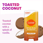 Whole Body Deodorant - Invisible Cream Stick - 72 Hour Odor Control - Aluminum Free. Baking Soda Free. Skin Safe - 2.2 Ounce (Pack of 2) (Toasted Coconut)