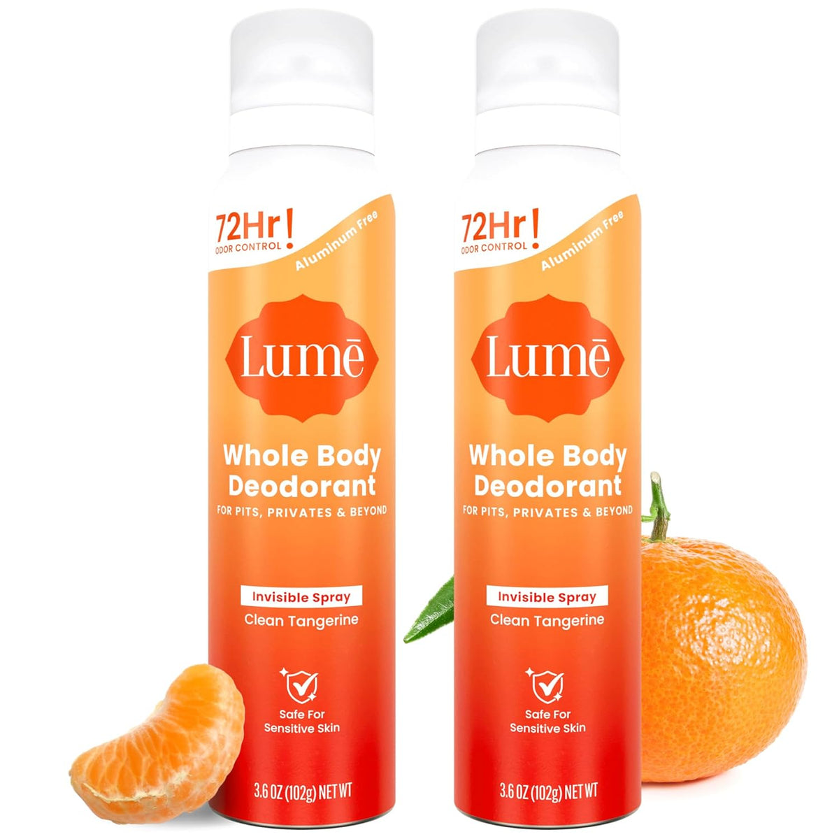 Invisible Spray Deodorant For Women - Whole Body Deodorant Spray - 72 Hr Odor Control - Ozone Friendly. Natural Propellant - Aluminum & Baking Soda Free. Skin Loving - 3.6 ounce (Clean Tangerine)