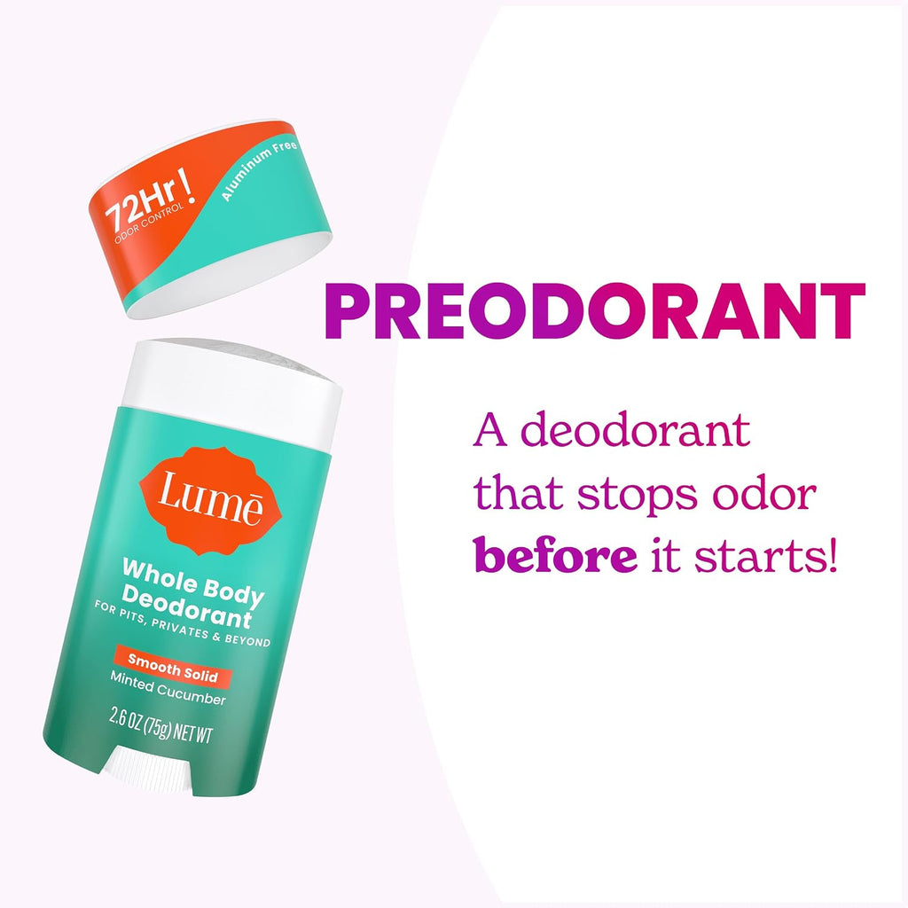 Whole Body Deodorant - Smooth Solid Stick - 72 Hour Odor Control - Aluminum Free. Baking Soda Free and Skin Loving - 2.6 Ounce (Pack of 3) (Minted Cucumber)