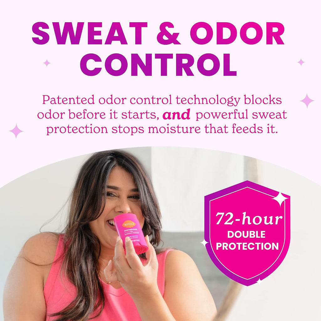 Deodorant Plus Sweat Control - Smooth Solid Stick - Extra Strength Antiperspirant - 72 Hour Odor And Sweat Control - Baking Soda Free. Skin Loving - 2.6 ounce (Soft Powder) Pack of 2