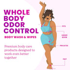 Acidified Body Wash & Flushable Deodorant Wipes - 24 Hour Odor Control - Hydrating Wash - Without SLS or Parabens - OB/GYN Developed - 8.5 ounce (Lavender Sage) 15 Count Wipes (Cucumber)