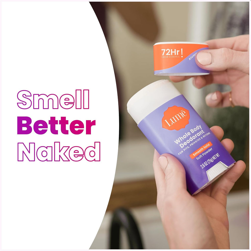 Whole Body Deodorant - Smooth Solid Stick - 72 Hour Odor Control - Aluminum Free. Baking Soda Free and Skin Safe - 2.6 Ounce (Pack of 2) (Soft Powder)