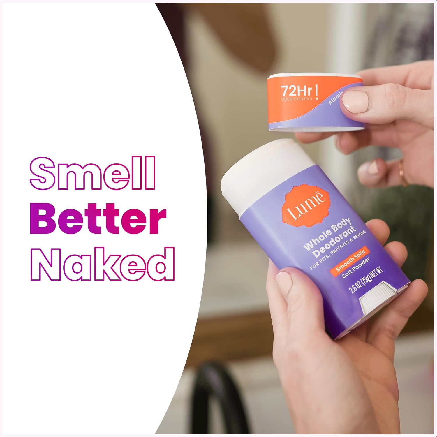Whole Body Deodorant - Smooth Solid Stick - 72 Hour Odor Control - Aluminum Free. Baking Soda Free and Skin Safe - 2.6 Ounce (Pack of 2) (Soft Powder)