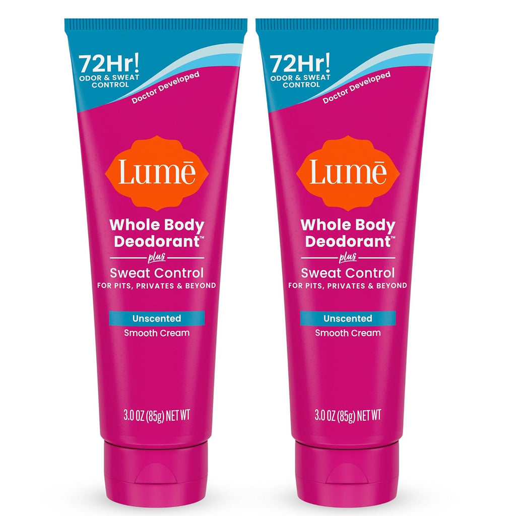 Whole Body Deodorant Plus Sweat Control - Smooth Cream Tube - 72 Hour Odor And Sweat Control - Baking Soda Free. Skin Loving - 3.0 ounce (Pack of 2) (Unscented)