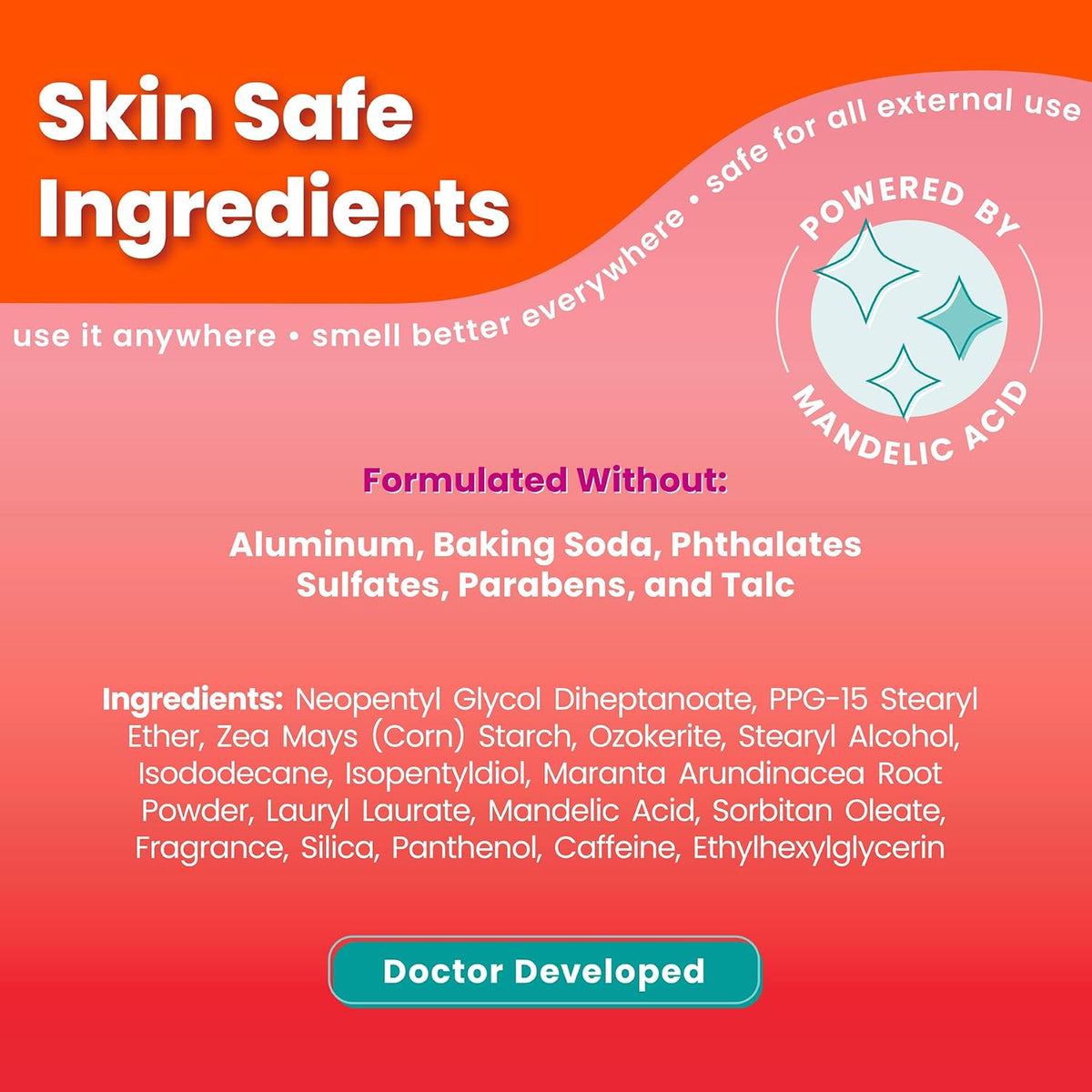 Whole Body Deodorant - Smooth Solid Stick - 72 Hour Odor Control - Aluminum Free. Baking Soda Free and Skin Loving - 2.6 Ounce (Pack of 3) (Peony Rose)