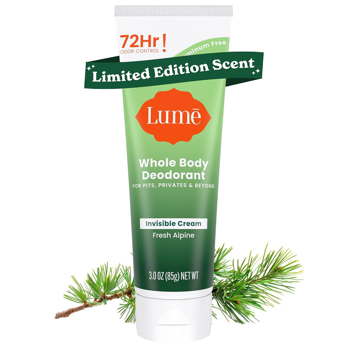 Whole Body Deodorant - Invisible Cream Tube - 72 Hour Odor Control - Doctor Developed - Aluminum Free. Baking Soda Free and Skin Loving - 3.0 Ounce (Fresh Alpine)
