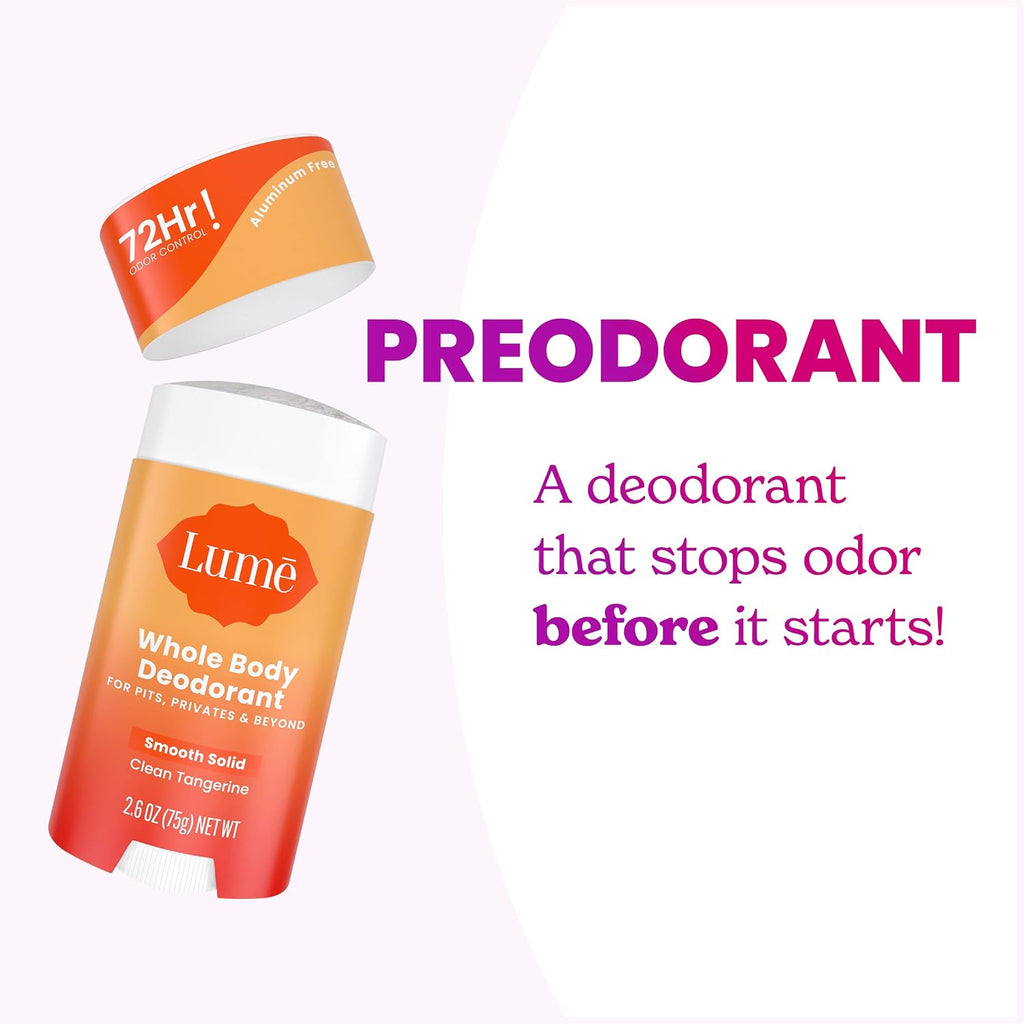 Whole Body Deodorant - Smooth Solid Stick - 72 Hour Odor Control - Aluminum Free. Baking Soda Free and Skin Loving - 2.6 Ounce (Pack of 3) (Clean Tangerine)