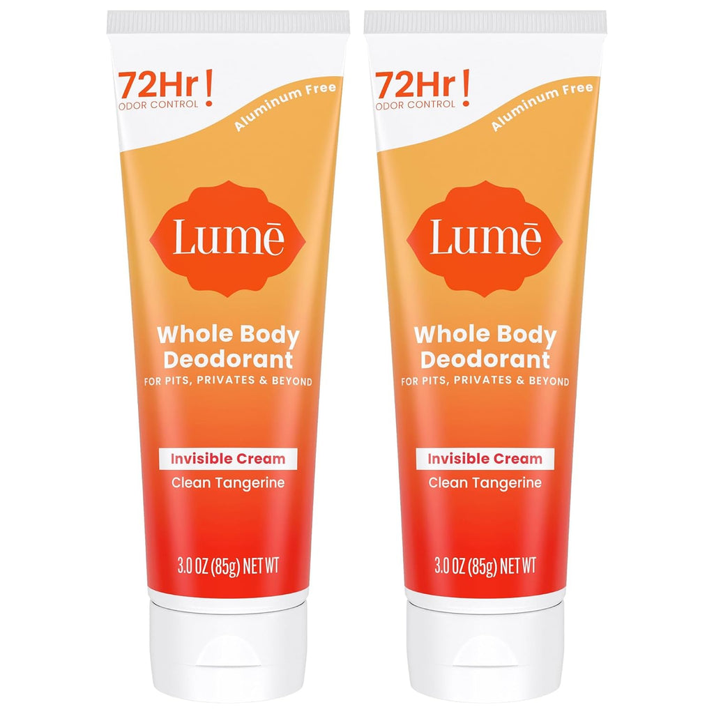 Whole Body Deodorant - Invisible Cream Tube - 72 Hour Odor Control - Aluminum Free. Baking Soda Free. Skin Safe - 3.0 ounce (Pack of 2) (Clean Tangerine)
