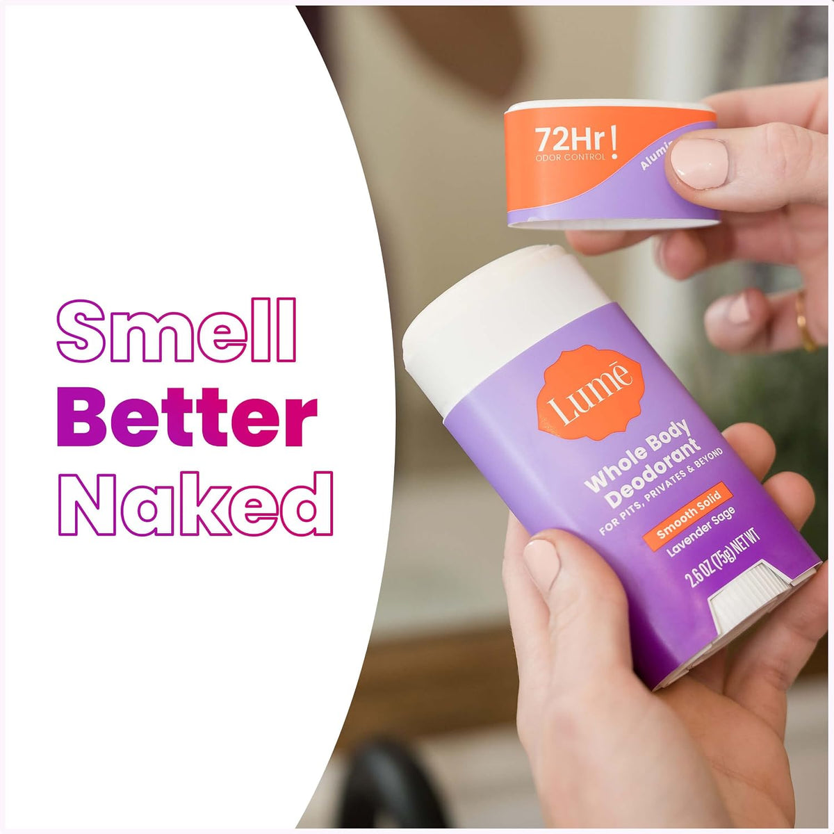 Whole Body Deodorant - Smooth Solid Stick - 72 Hour Odor Control - Aluminum Free. Baking Soda Free and Skin Loving - 2.6 Ounce (Pack of 3) (Lavender Sage)