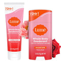 Whole Body Deodorant - Invisible Cream and Solid - 72 Hour Odor Control - Aluminum Free. Baking Soda Free. Skin Safe - 3.0 Ounce Cream and 2.6 Ounce Solid Bundle (Peony Rose)
