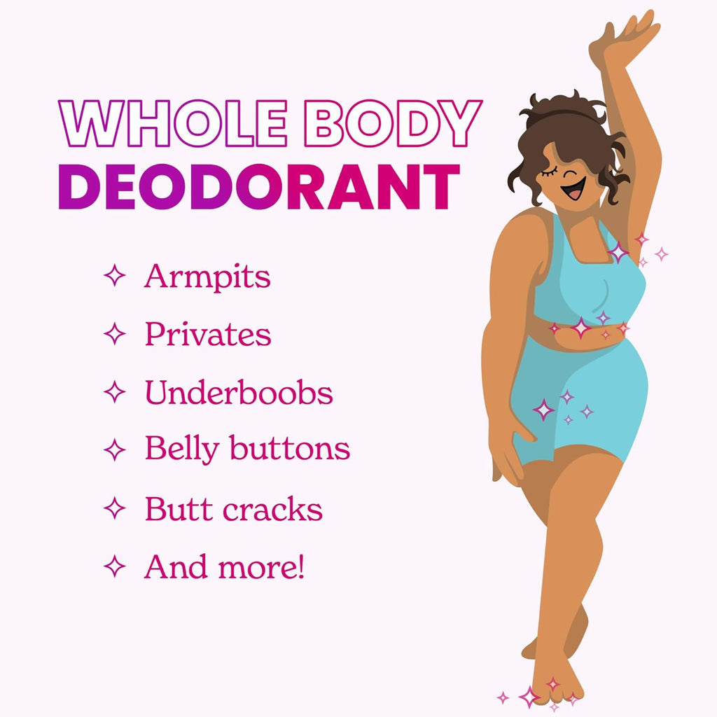 Whole Body Deodorant - Invisible Cream - 72 Hour Odor Control - Aluminum Free. Baking Soda Free. Skin Safe - 3.0 Ounce Tube and 2.6 Ounce Solid Stick Bundle (Soft Powder)