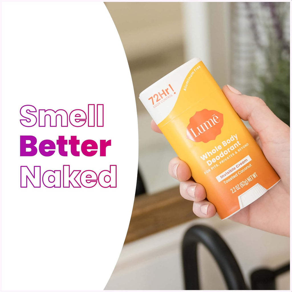 Whole Body Deodorant - Invisible Cream Stick - 72 Hour Odor Control - Aluminum Free. Baking Soda Free. Skin Safe - 2.2 Ounce (Pack of 2) (Toasted Coconut)