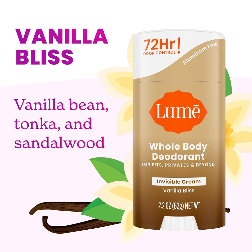 Whole Body Deodorant - Invisible Cream Stick - 72 Hour Odor Control - Doctor Developed - Aluminum Free. Baking Soda Free and Skin Loving - 2.2 Ounce (Pack of 2) (Vanilla Bliss)