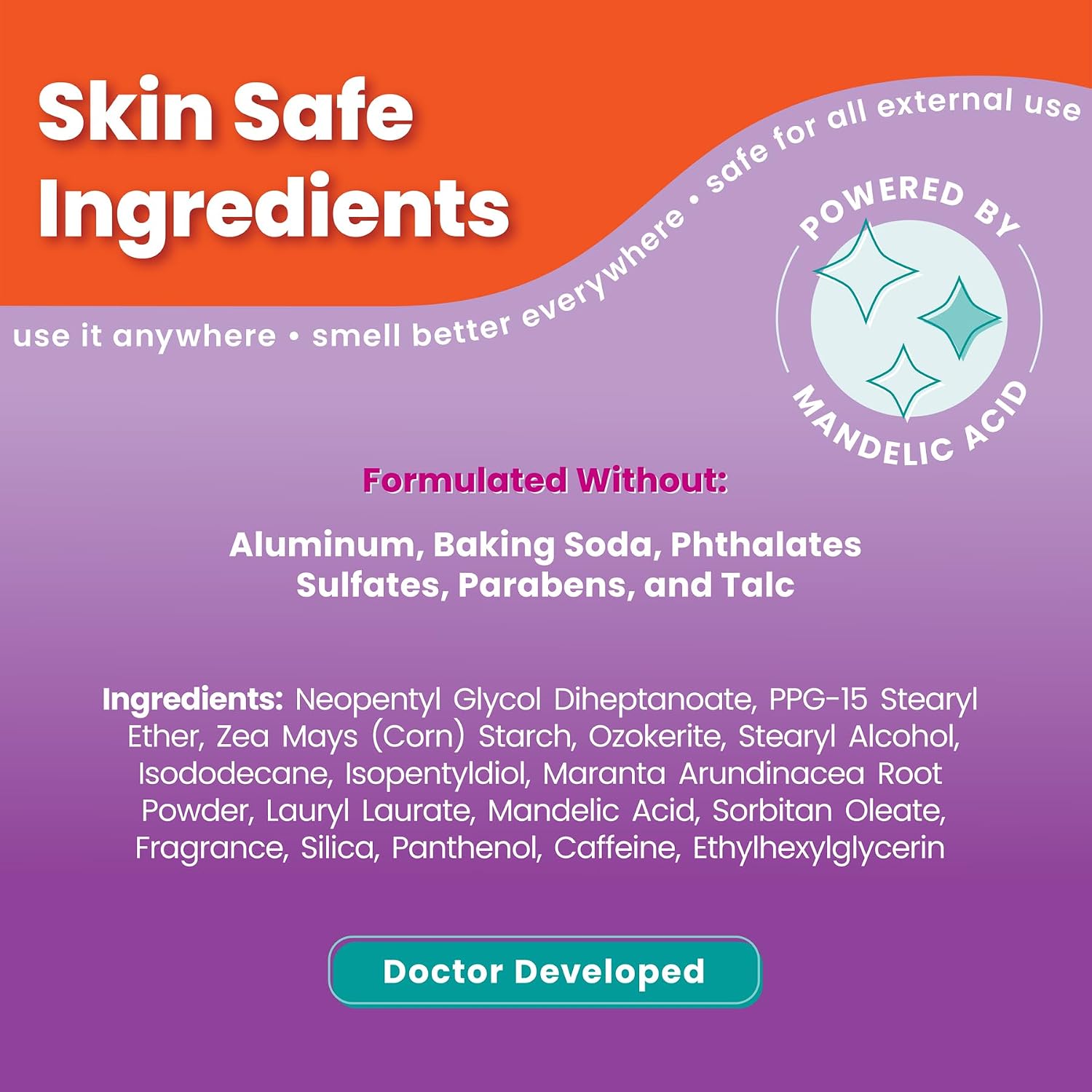 Whole Body Deodorant - Smooth Solid Stick - 72 Hour Odor Control - Aluminum Free. Baking Soda Free and Skin Safe - 2.6 Ounce (Pack of 2) (Lavender Sage)