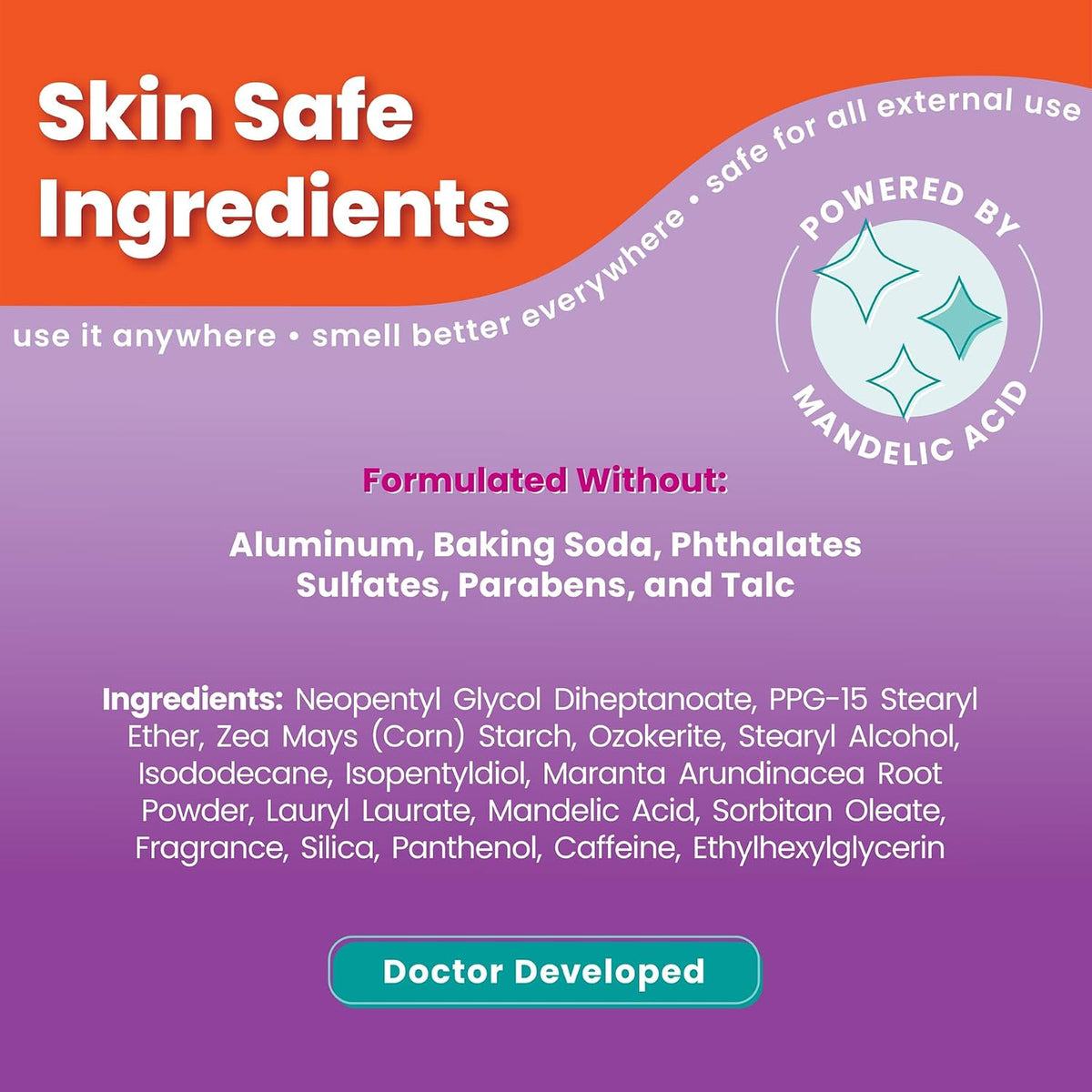 Whole Body Deodorant - Smooth Solid Stick - 72 Hour Odor Control - Aluminum Free. Baking Soda Free and Skin Loving - 2.6 Ounce (Pack of 3) (Lavender Sage)