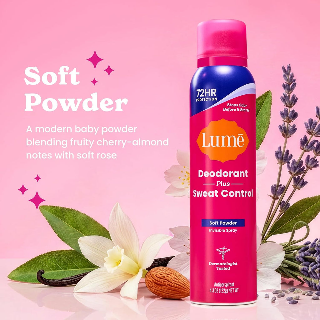 Deodorant Plus Sweat Control - Invisible Spray - Extra Strength Antiperspirant For Underarms - 72 Hour Odor And Sweat Control - Phthalate and Paraben Free Formula - 2 Pack (Soft Powder)