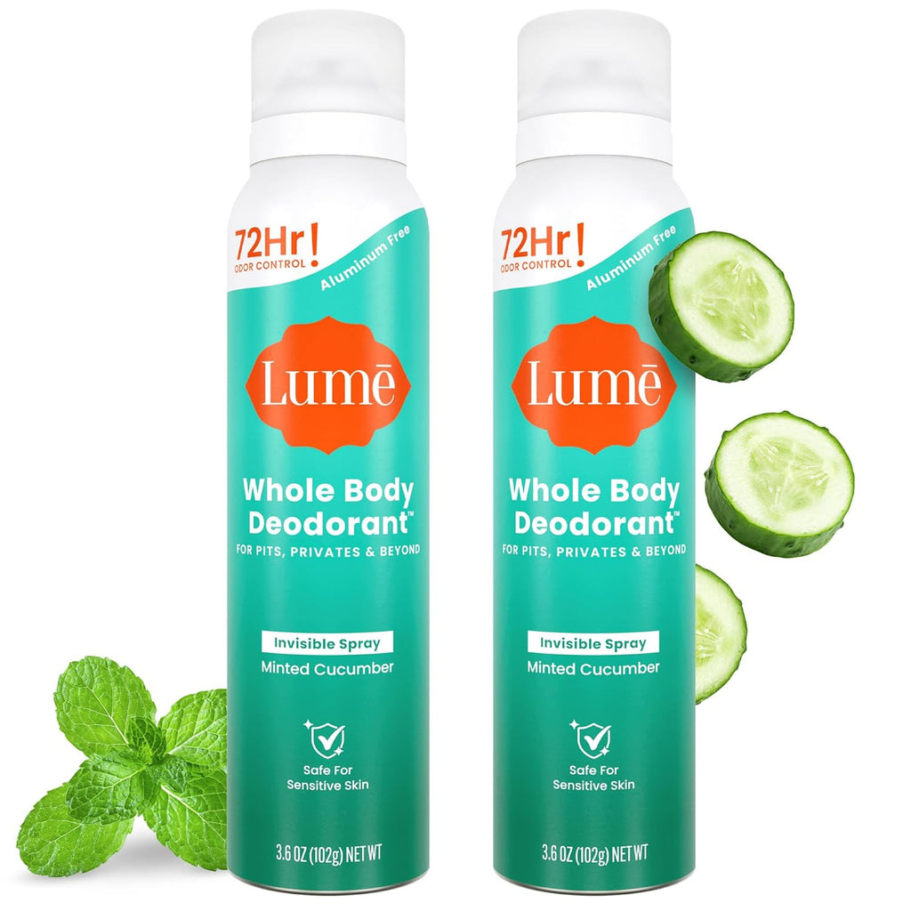 Invisible Spray Deodorant For Women - Whole Body Deodorant Spray - 72Hr Odor Control - Ozone Friendly. Natural Propellant - Aluminum & Baking Soda Free. Skin Loving - 3.6oz. 2pk (Minted Cucumber)