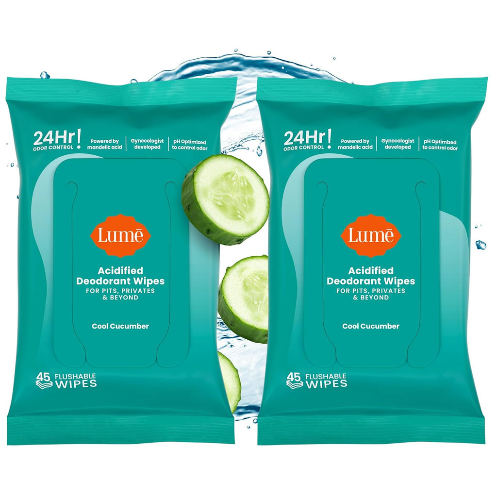 Acidified Deodorant Wipes - 24 Hour Odor Control - Aluminum Free. Baking Soda Free. Skin Loving - 45 Count (Pack of 2) (Cool Cucumber)
