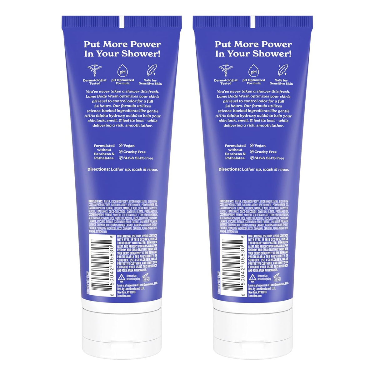 Acidified Body Wash for 24 Hour Odor Control - Removes Odor Better than Soap - Hydrating Formula - Formulated without SLS or Parabens - Safe for Sensitive Skin - 8.5 Ounce - 2 Pack (Soft Powder)