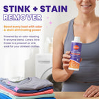 Laundry Stink & Stain Eraser - Detergent Booster & Sink Soak - Eliminates Body Odor In Clothes - Odor Blasting Enzyme Blend - Make Your Detergent Work Better - Free & Clear - 8 fl oz (2 Pack)