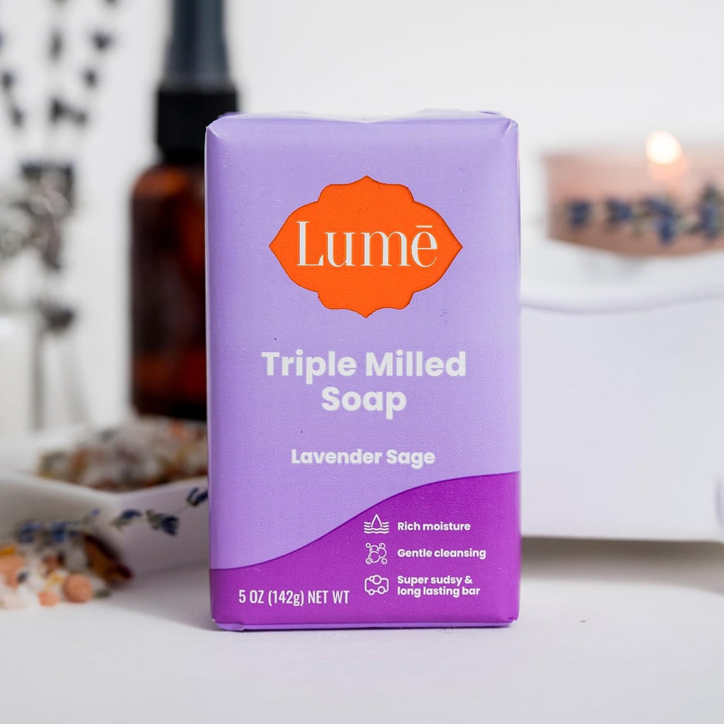 Triple Milled Bar Soap - Rich Moisture & Gentle Cleansing - Paraben Free. Phthalate Free. Skin Safe - 5 ounce (Pack of 4) (Lavender Sage)