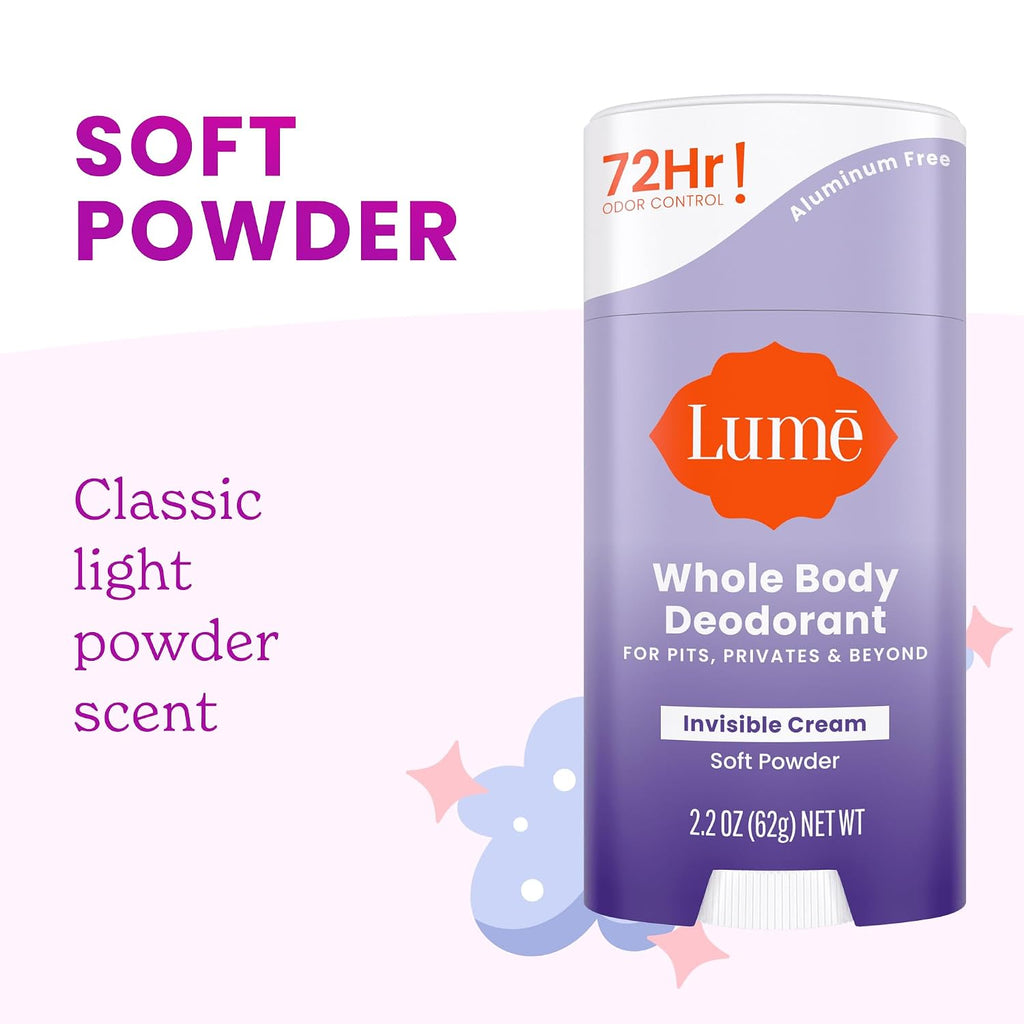 Whole Body Deodorant - Invisible Cream Stick - 72 Hour Odor Control - Doctor Developed - Aluminum Free. Baking Soda Free and Skin Loving - 2.2 Ounce (2 pack) (Soft Powder & Clean Tangerine)
