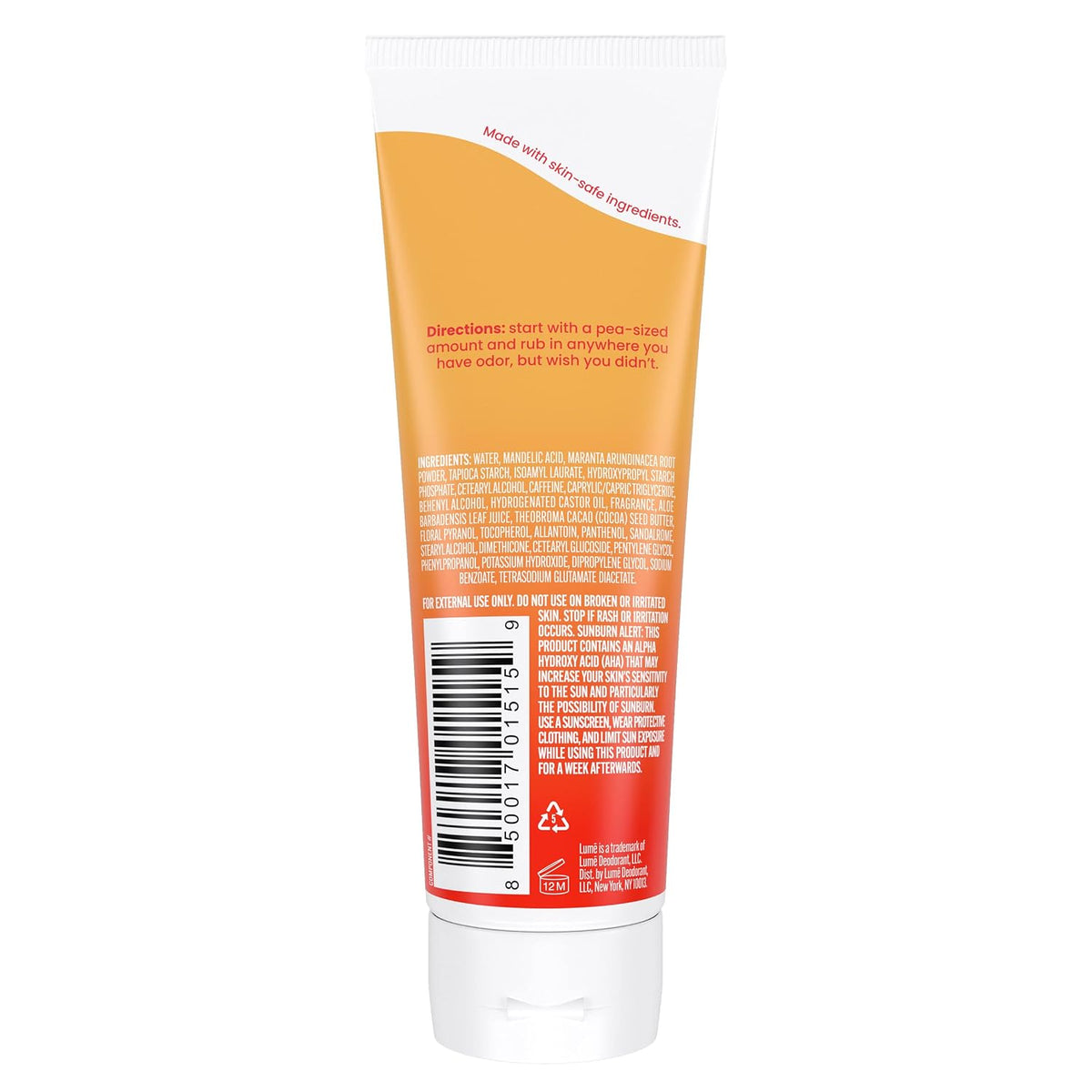 Whole Body Deodorant - Invisible Cream Tube - 72 Hour Odor Control - Aluminum Free. Baking Soda Free. Skin Safe - 3.0 ounce (Clean Tangerine)