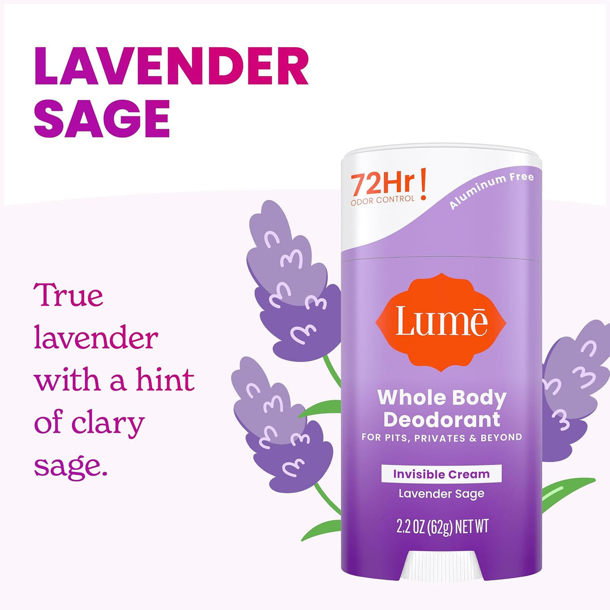 Deodorant Cream Stick - Underarms and Private Parts - Aluminum-Free. Baking Soda-Free. Hypoallergenic. and Safe For Sensitive Skin - 2.2 Ounce (Pack of 2) (Lavender Sage)