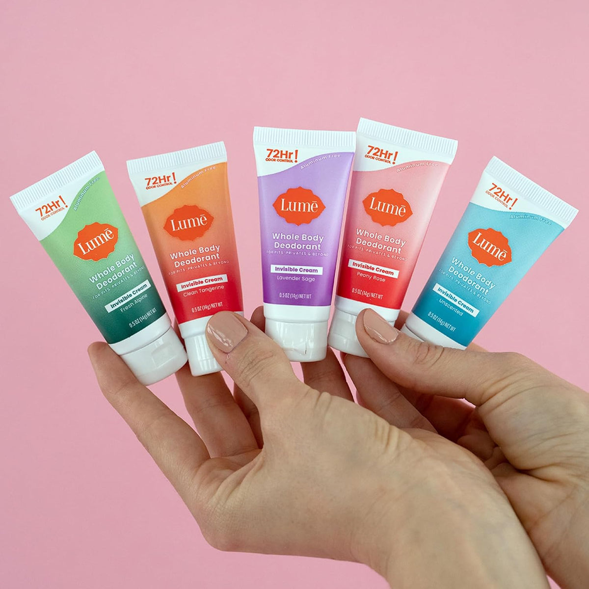 Whole Body Deodorant 5 Pack Sampler - Invisible Cream Minis - 72 Hour Odor Control - Aluminum & Baking Soda Free (Clean Tangerine. Lavender Sage. Peony Rose. Toasted Coconut. Unscented)