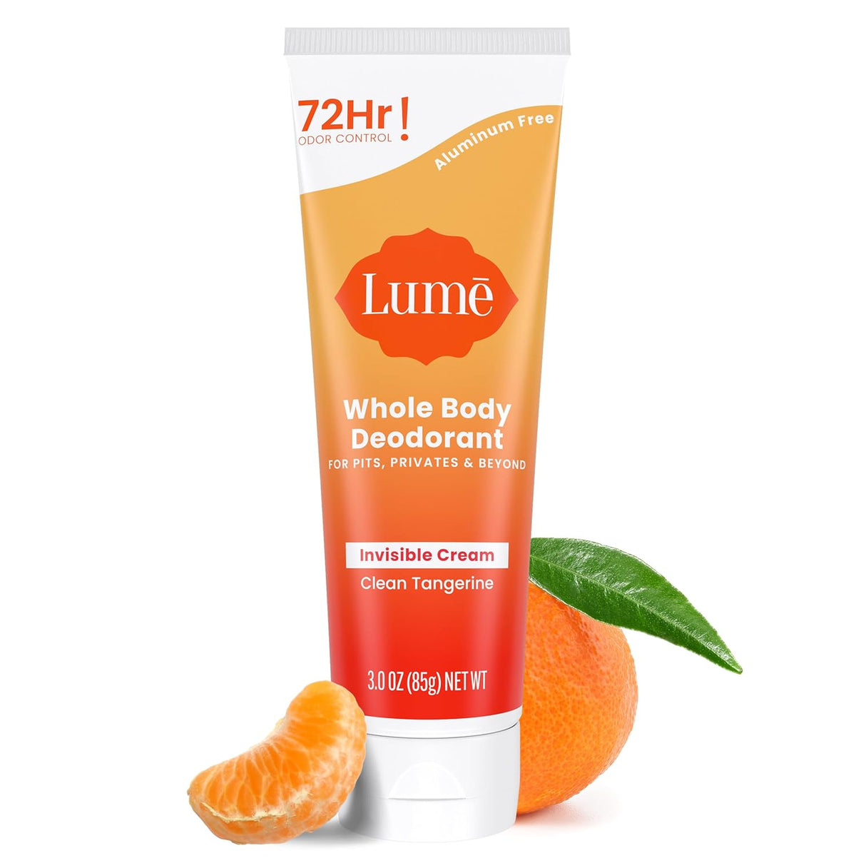 Whole Body Deodorant - Invisible Cream Tube - 72 Hour Odor Control - Aluminum Free. Baking Soda Free. Skin Safe - 3.0 ounce (Clean Tangerine)