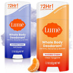 Whole Body Deodorant - Invisible Cream Stick - 72 Hour Odor Control - Doctor Developed - Aluminum Free. Baking Soda Free and Skin Loving - 2.2 Ounce (2 pack) (Soft Powder & Clean Tangerine)