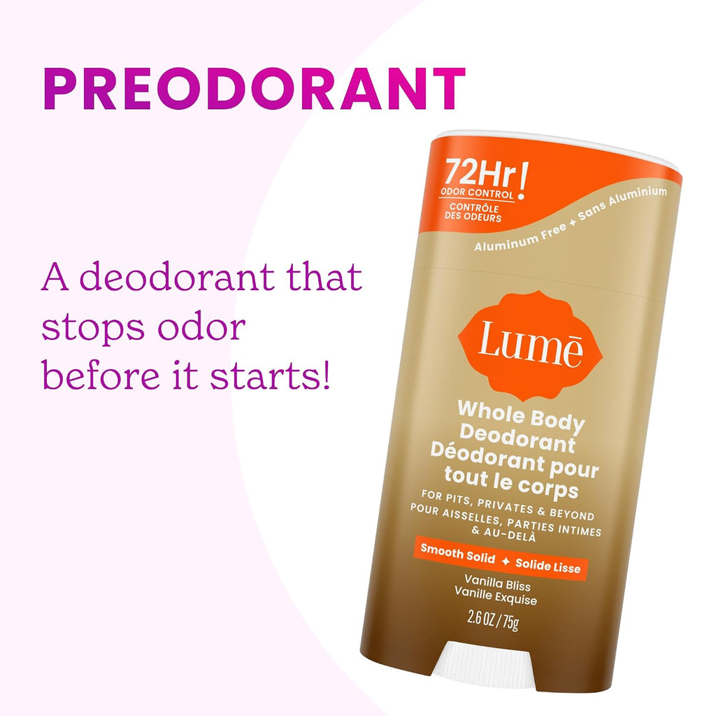 Whole Body Deodorant - Smooth Solid Stick - 72 Hour Odor Control - Doctor Developed - Aluminum Free. Baking Soda Free and Skin Loving - 2.6 Ounce (Pack of 2) (Vanilla Bliss)