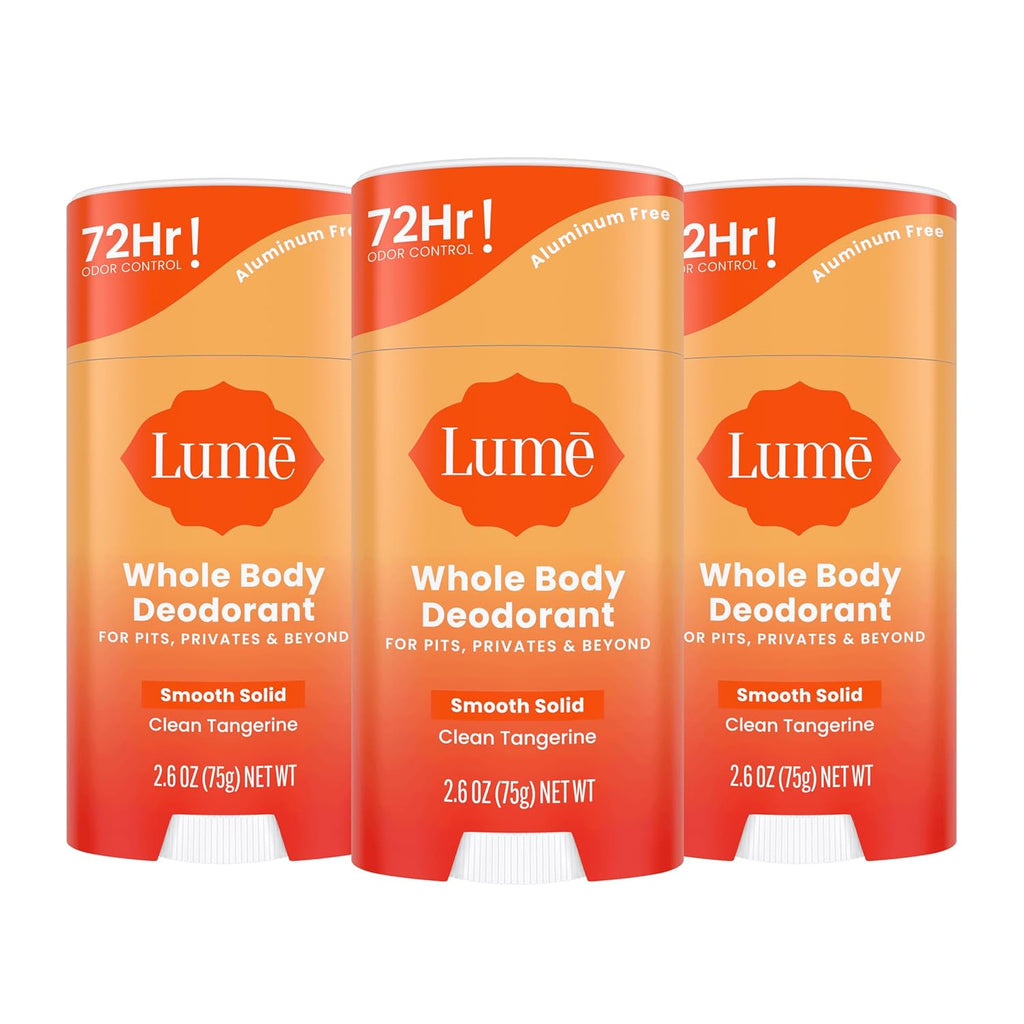 Whole Body Deodorant - Smooth Solid Stick - 72 Hour Odor Control - Aluminum Free. Baking Soda Free and Skin Loving - 2.6 Ounce (Pack of 3) (Clean Tangerine)