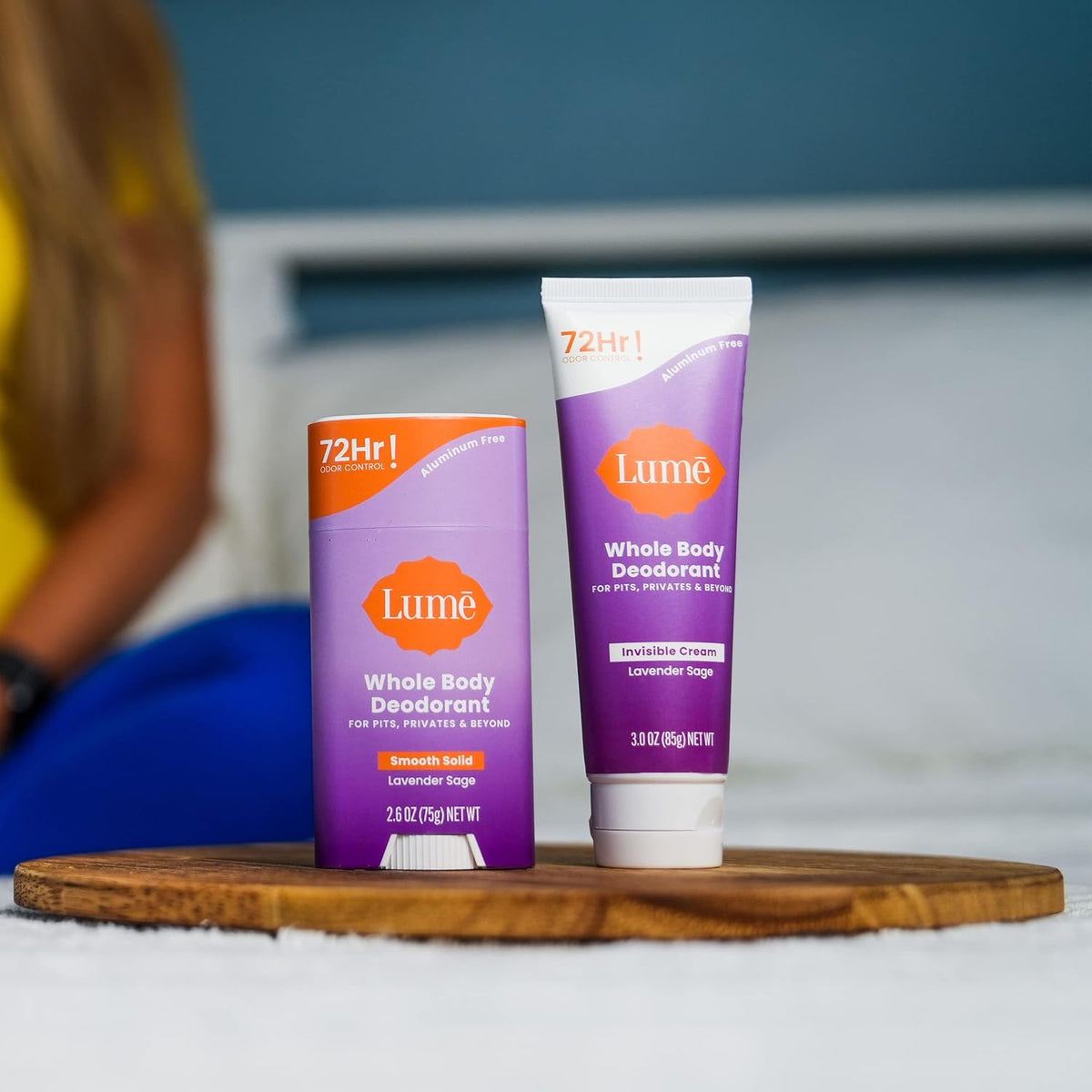 Whole Body Deodorant - Invisible Cream and Solid - 72 Hour Odor Control - Aluminum Free. Baking Soda Free. Skin Safe - 3.0 Ounce Cream and 2.6 Ounce Solid Bundle (Lavender Sage)