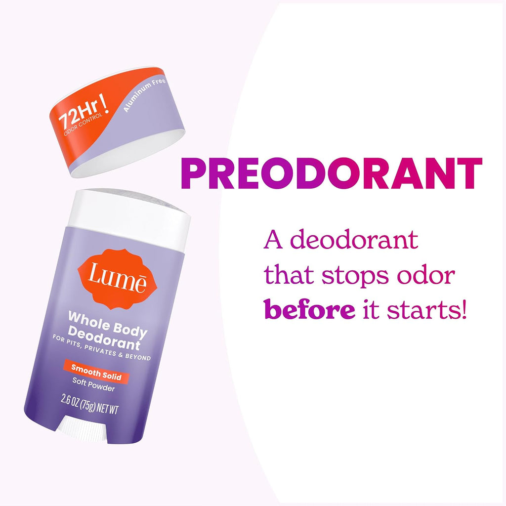 Whole Body Deodorant - Smooth Solid Stick - 72 Hour Odor Control - Aluminum Free. Baking Soda Free and Skin Safe - 2.6 Ounce (Pack of 2) (Soft Powder)