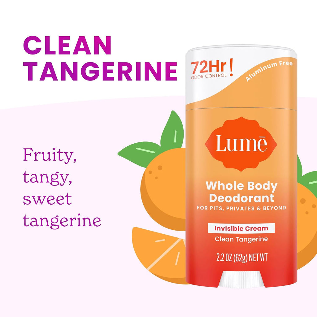 Whole Body Deodorant - Invisible Cream Stick - 72 Hour Odor Control - Doctor Developed - Aluminum Free. Baking Soda Free and Skin Loving - 2.2 Ounce (2 pack) (Soft Powder & Clean Tangerine)