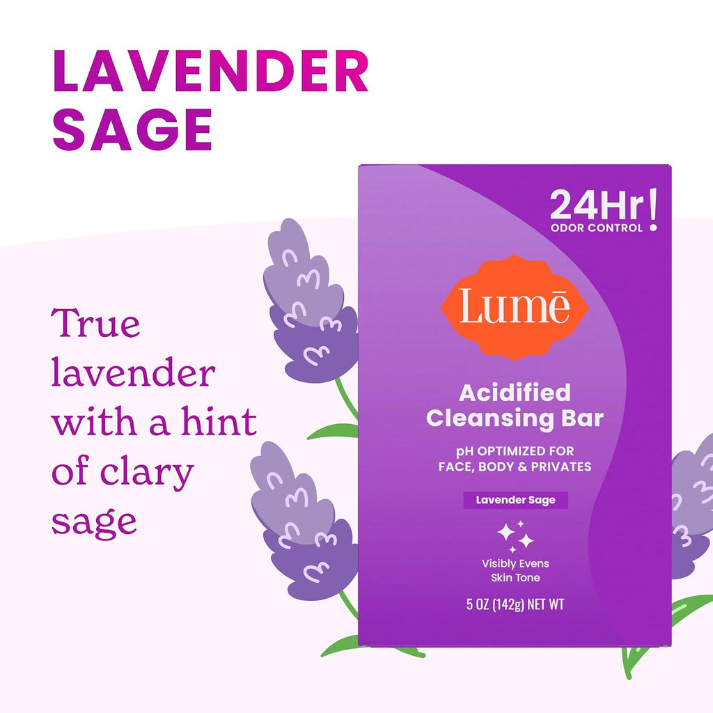 Acidified Body Cleansing Bar - 24 Hour Odor Control - Removes Odor Better Than Soap - Moisturizing - No SLS or Parabens - OB/GYN Developed - 8.5 Ounce. 3 Pack (Tangerine. Lavender. & Unscented)
