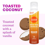 Invisible Spray Deodorant For Women - Whole Body Deodorant Spray - 72 Hr Odor Control - Ozone Friendly. Natural Propellant - Baking Soda & Aluminum Free - Skin Loving. Full Body - Toasted Coconut