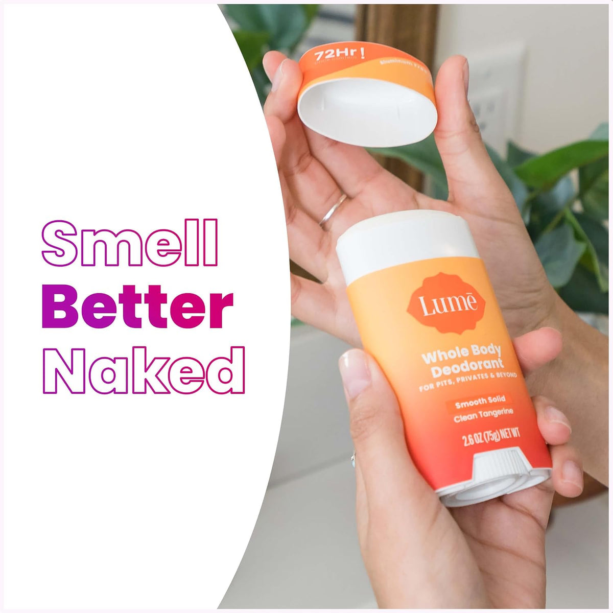 Whole Body Deodorant - Smooth Solid Stick - 72 Hour Odor Control - Aluminum Free. Baking Soda Free and Skin Loving - 2.6 Ounce (Pack of 3) (Clean Tangerine)