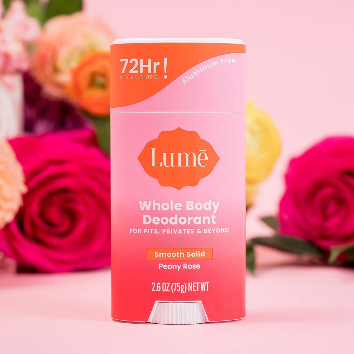 Whole Body Deodorant - Smooth Solid Stick - 72 Hour Odor Control - Aluminum Free. Baking Soda Free and Skin Loving - 2.6 Ounce (Pack of 3) (Peony Rose)