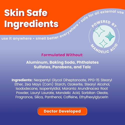 Whole Body Deodorant - Smooth Solid Stick - 72 Hour Odor Control - Aluminum Free. Baking Soda Free and Skin Safe - 2.6 Ounce (Pack of 2) (Soft Powder)